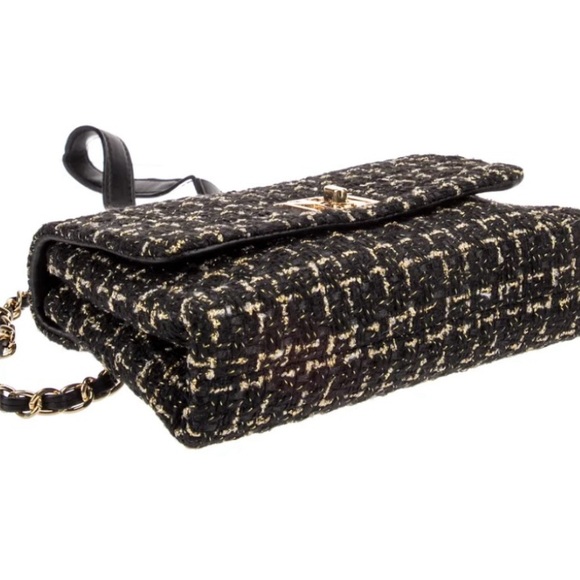 Badgley mischka Elegant Black and Gold Tweed Bag - Picture 4 of 7
